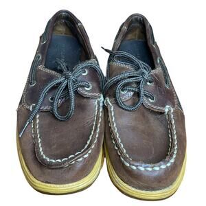 Sperry Top Sider Intrepid Leather Brown Boat Shoes YB25328A Youth Boys Size 4 M